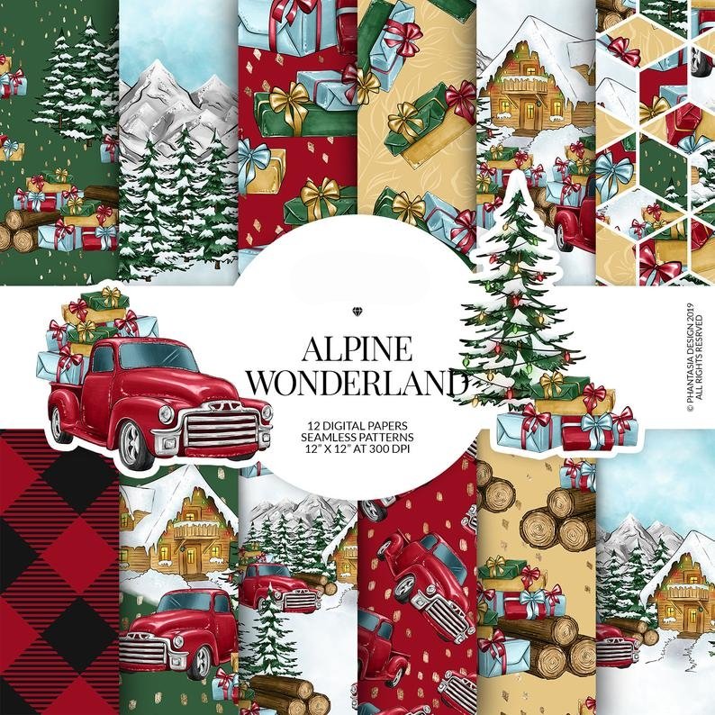 Alpine Wonderland PP-Phantasia Kit Digital Papéis de Natal 2 - Imagem 1