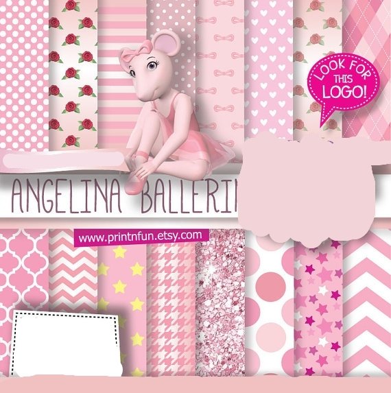 Angelina Ballerina Kit Digital Papeis Angelina Bailarina - Imagem 1
