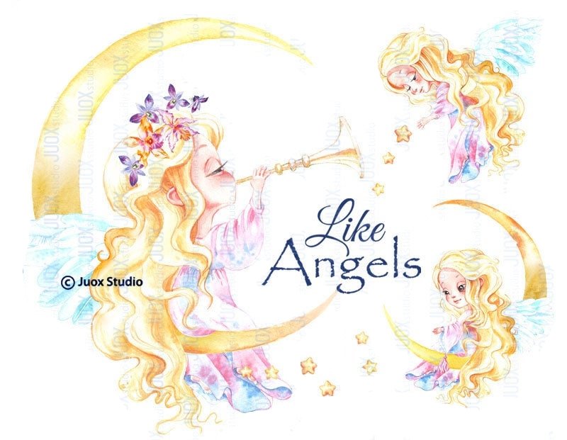 Angels clipart 1 Arquivo Kit Digital Fadas em Aquarela - Imagem 1