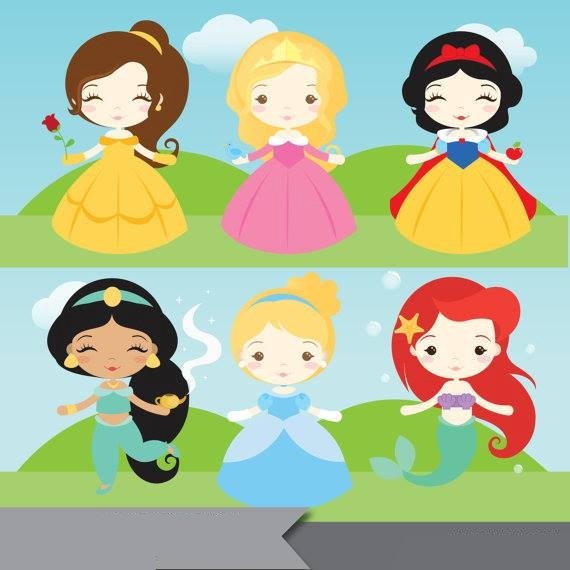 Araqua_PrincesSet1 Kit Digital Papeis Princesas Baby - Imagem 1