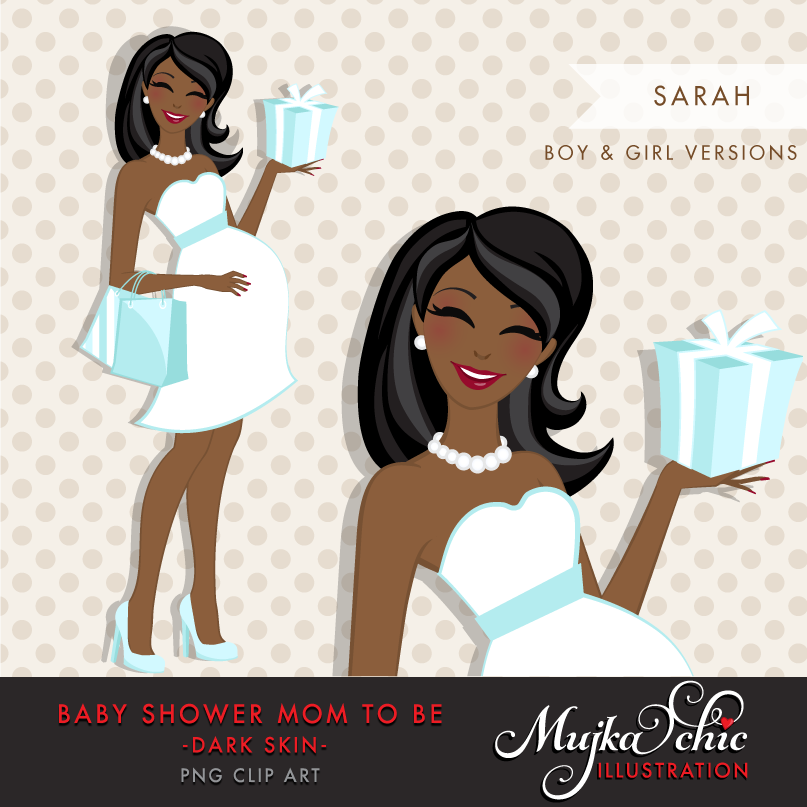 BABY-SHOWER-SARAH-DARK-SKIN. (1) Kit Digital Mulher Gravida Baby Boy - Imagem 1