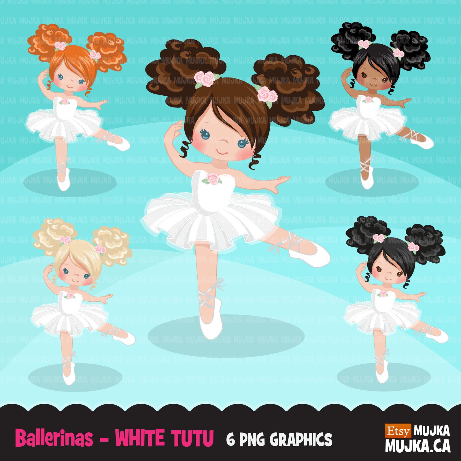 BALLERINAS-white-tutu-AFRO Kit Digital Bailarinas - Imagem 1