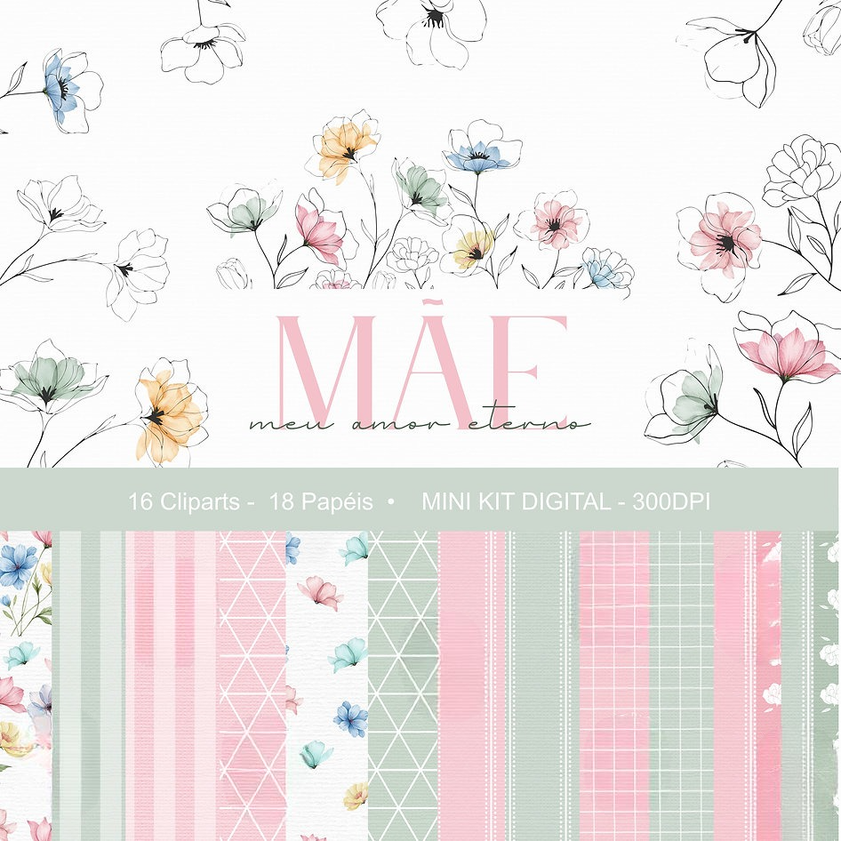 BIARTE - FLORAL MÃES Kit Digital Mãe Flores - Imagem 1