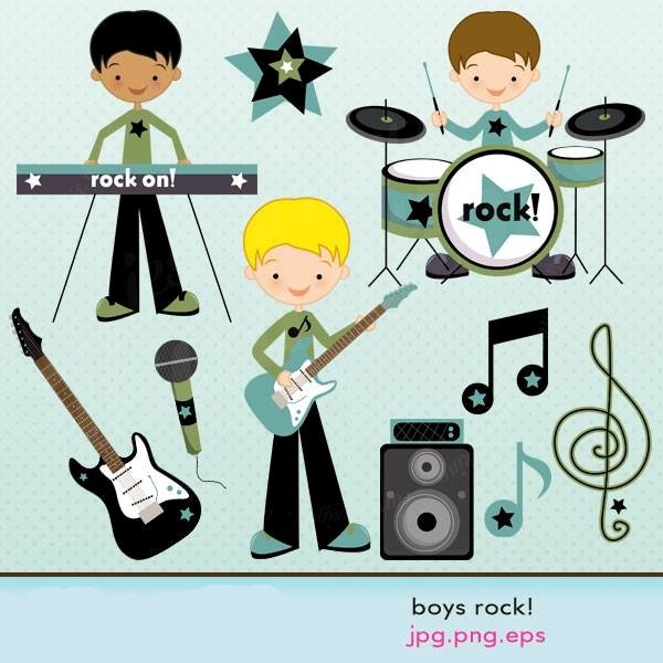 BOYS ROCK Arquivo Kit Digital Banda de Rock Meninos - Imagem 1