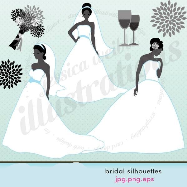 BRIDAL SILHOUETTES Arquivo Kit Digital Silhuetas de Noiva - Imagem 1