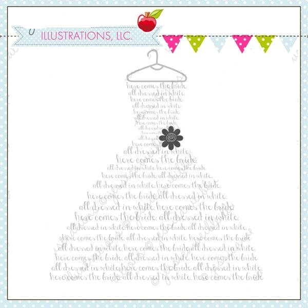 BRIDE DRESS Arquivo Kit Digital Vestido de Noiva com Frases - Imagem 1