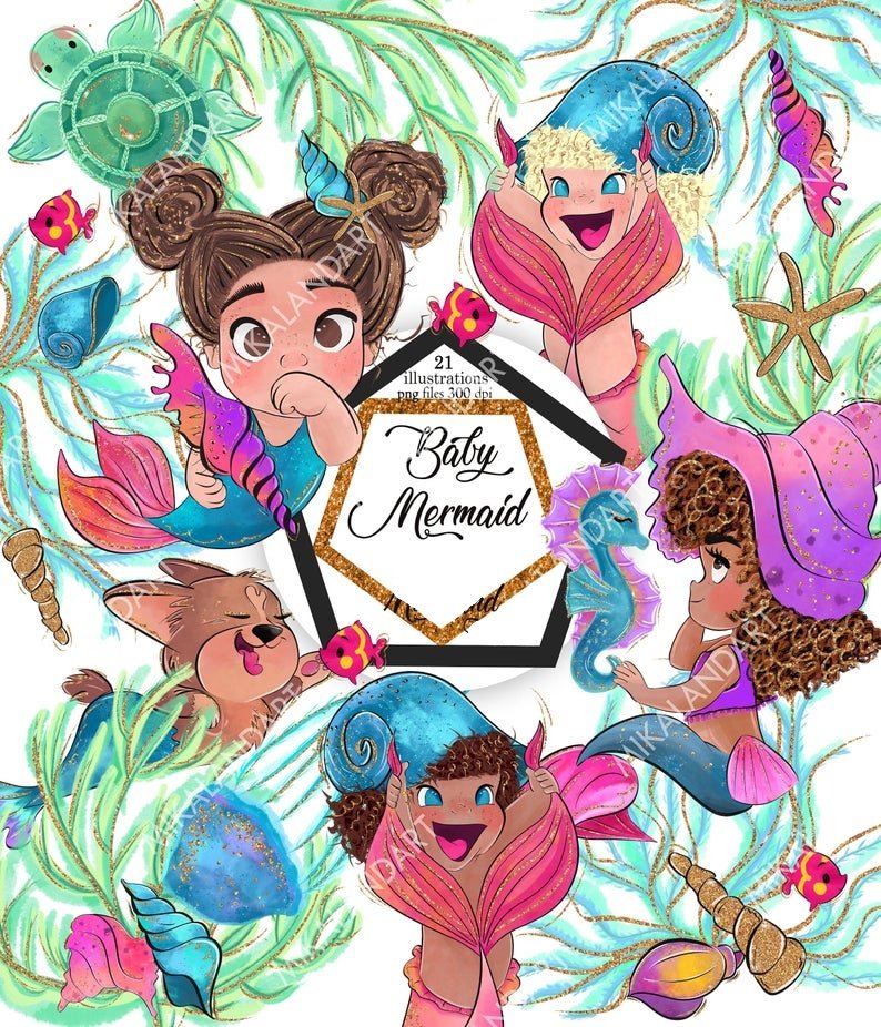 Baby Mermaid Kit Digital Sereia Baby - Imagem 1