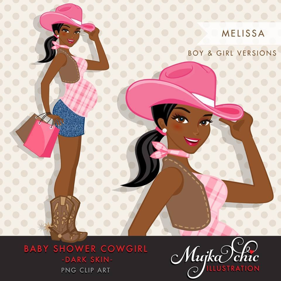 Baby Shower Cowboy Dark Skin MUJKA Arquivo Kit Digital Chá de Baby Cowboy Negra - Imagem 1