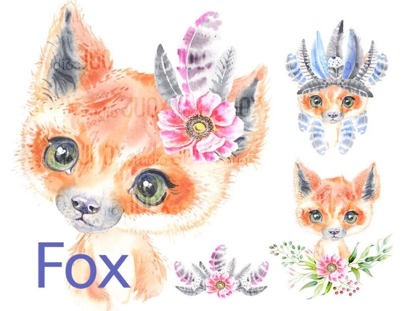 Baby fox Arquivo Kit Digital Raposa Bebê Fofa - Imagem 1