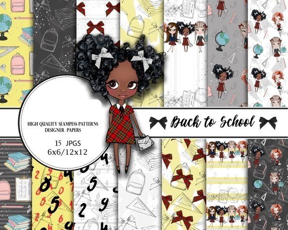 Back to school PAPER Arquivo Kit Digital Papéis Volta às Aulas - Imagem 1