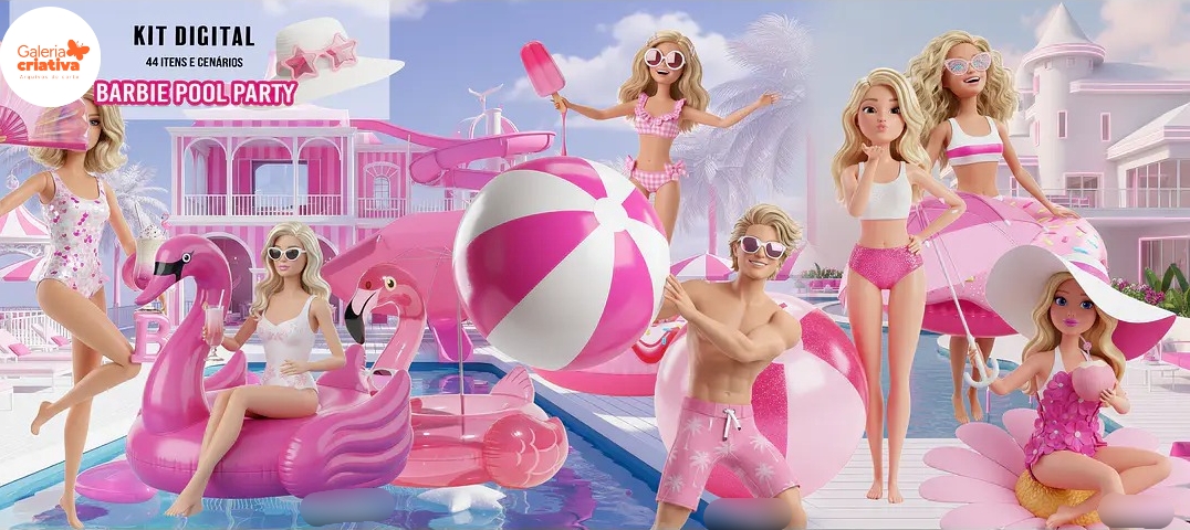 Barbie Pool Party Kit Digital Barbie Pool Party - Imagem 1