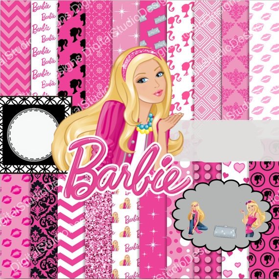 Barbie Kit Digital Papeis Barbie - Imagem 1