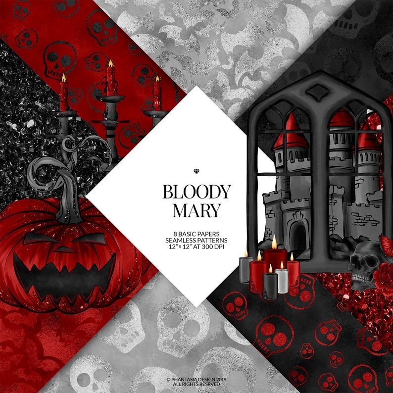 Bloody Mary Basics PP-Phantasia Kit Digital Papéis Halloween - Imagem 1