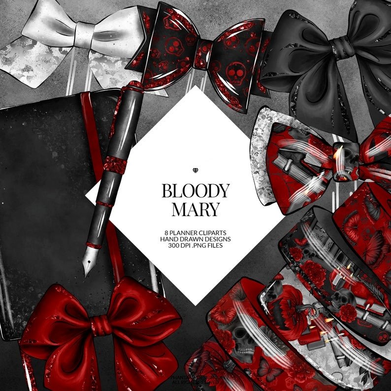 Bloody Mary Planner-Phantasia Kit Digital Laços temáticas de Halloween - Imagem 1