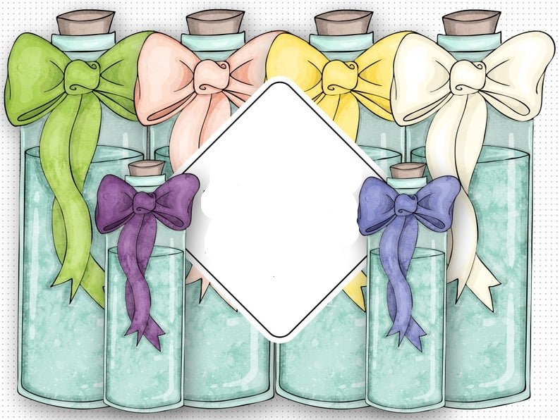 Bowed Potions Kit Digital Frascos com Laços Coloridos - Imagem 1