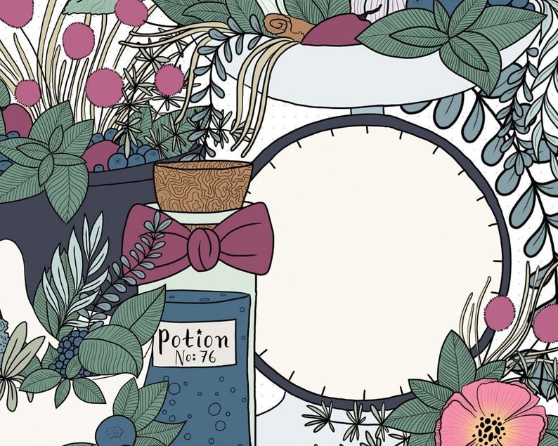 Bujo Colourful Herbs Kit Digital Estilo Vetor de Botânica e Alquimia - Imagem 1