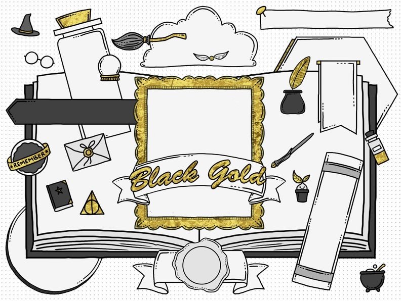Bujo Wizardry Black Gold Kit Digital Harry Potter 1 - Imagem 1