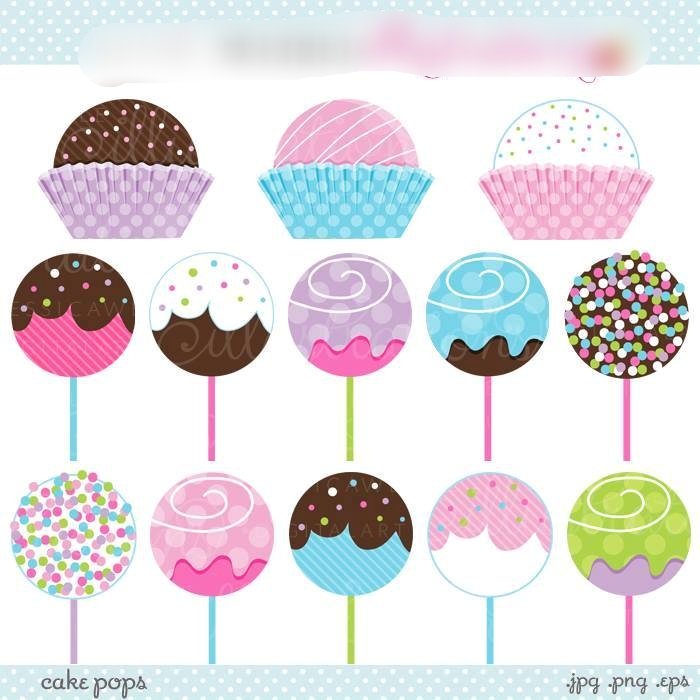 CAKE POPS CLIPART Arquivo Kit Digital Beijinhos e Pirulitos - Imagem 1