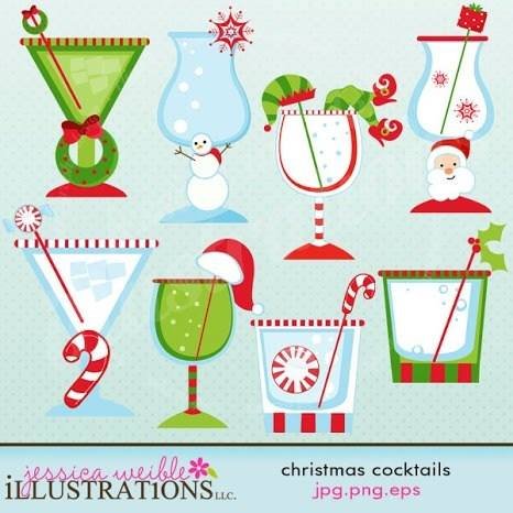 CHRISTMAS COCKTAILS Arquivo Kit Digital Coquetéis de Natal - Imagem 1