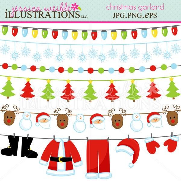 CHRISTMAS GARLAND Arquivo Kit Digital Simbolos de Natal no Varal - Imagem 1
