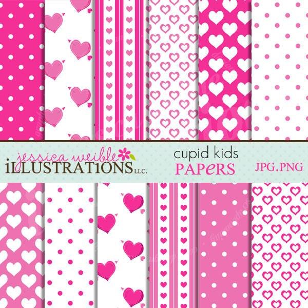 CUPID KIDS PAPERS Arquivo Kit Digital Papéis Cupid Kids - Coração - Imagem 1