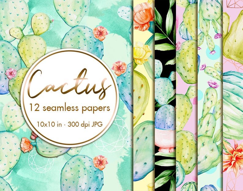 CactusSeamlessPaper Kit Digital Papéis Cacto 2 - Imagem 1