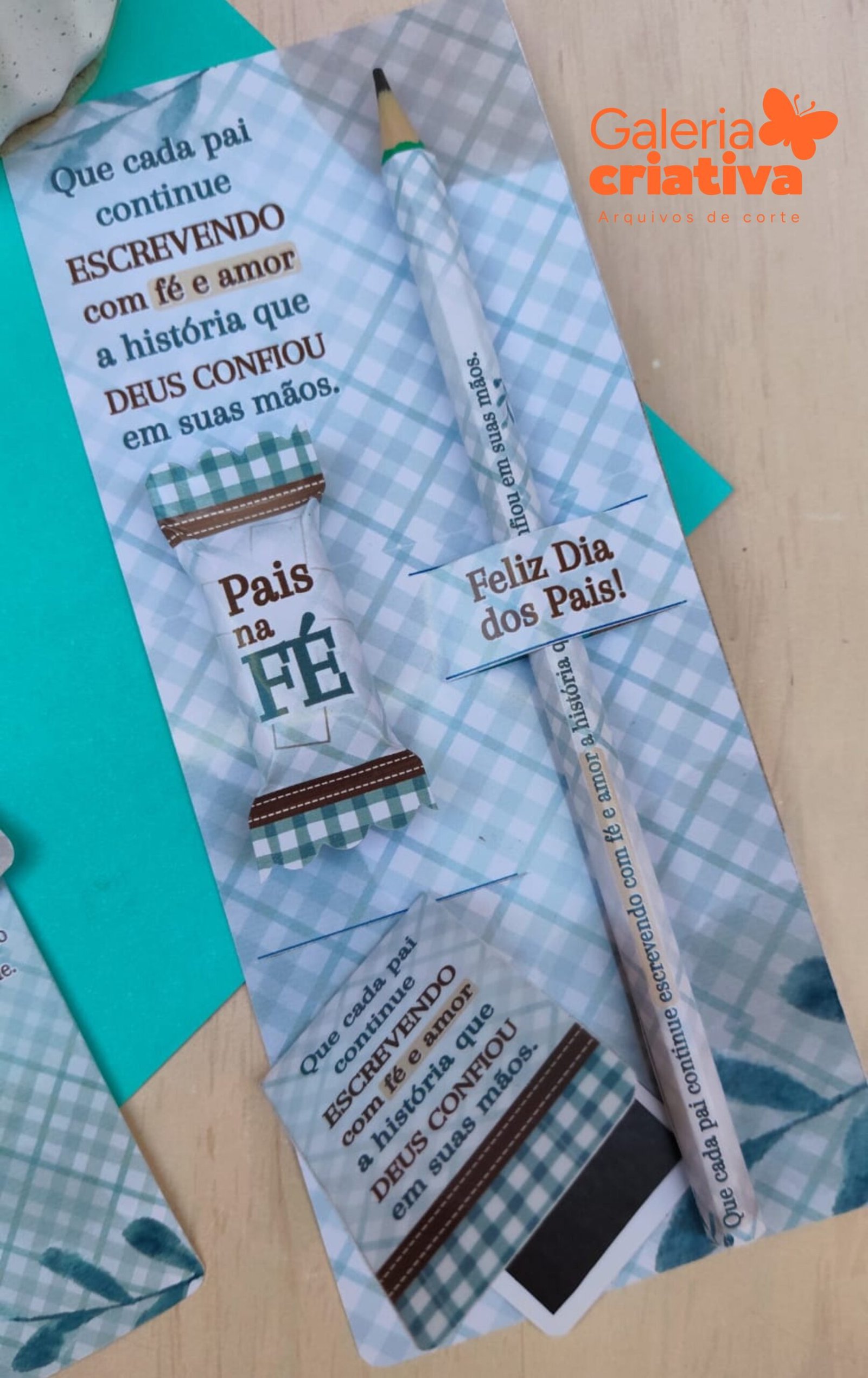 Card Lápis e Balinha Arquivo Dia dos Pais Cristão Card Balinha e Lápis - Imagem 1