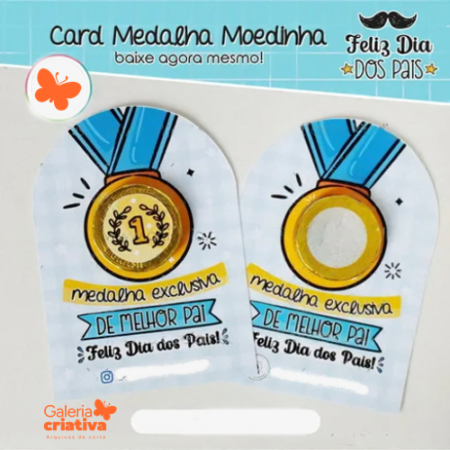 Card Medalha Moedinha Arquivo Dia dos Pais Card Medalha Moedinha - Imagem 1