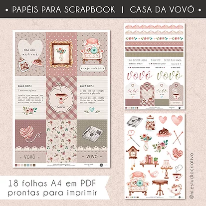 Casa da vovó - PAPEL PARA SCRAPBOOK - Ni Studio Kit Digital Casa da Vovó Scrapbook - Imagem 1