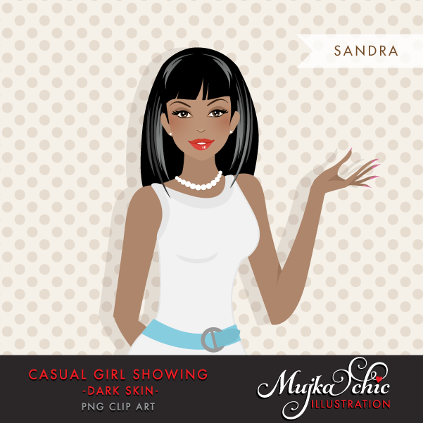 Casual Girl Showing Dark Skin MUJKA Kit Digital Garota Casual Negra - Imagem 1