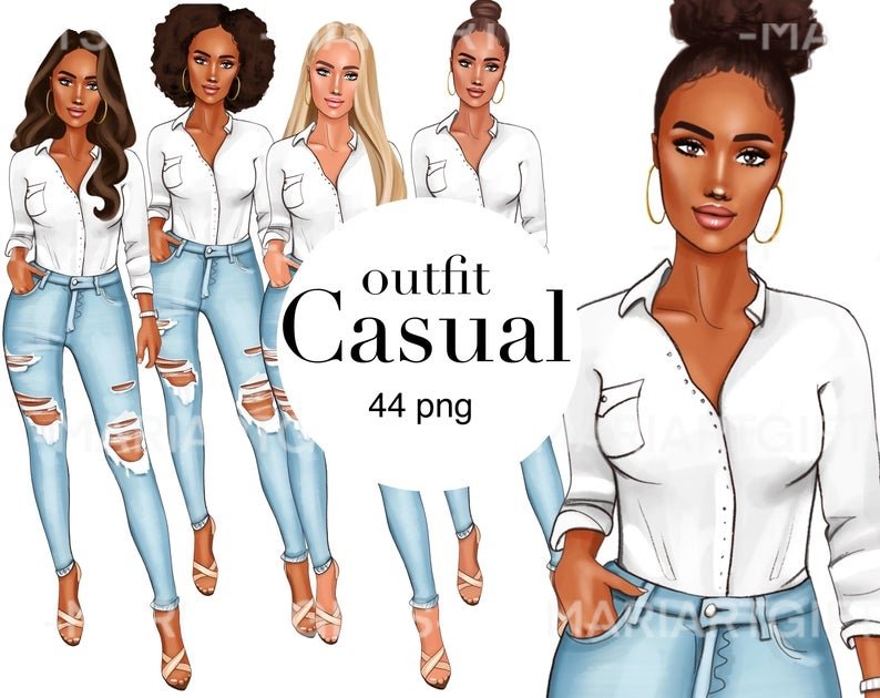 Casual Outfit Kit Digital Garota Casual - Imagem 1