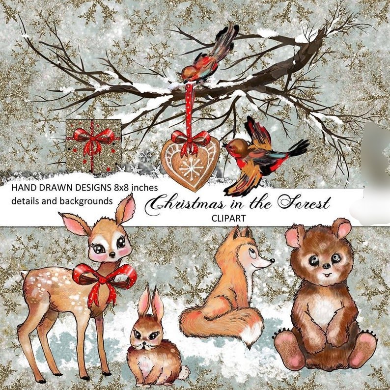 Christmas In The Forest-LDPrintables Arquivo Kit Digital Natal na Floresta - Imagem 1
