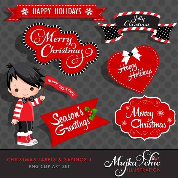 Christmas Labels _ Sayings 1 MUJKA Kit Digital Feliz Natal Menino - Imagem 1