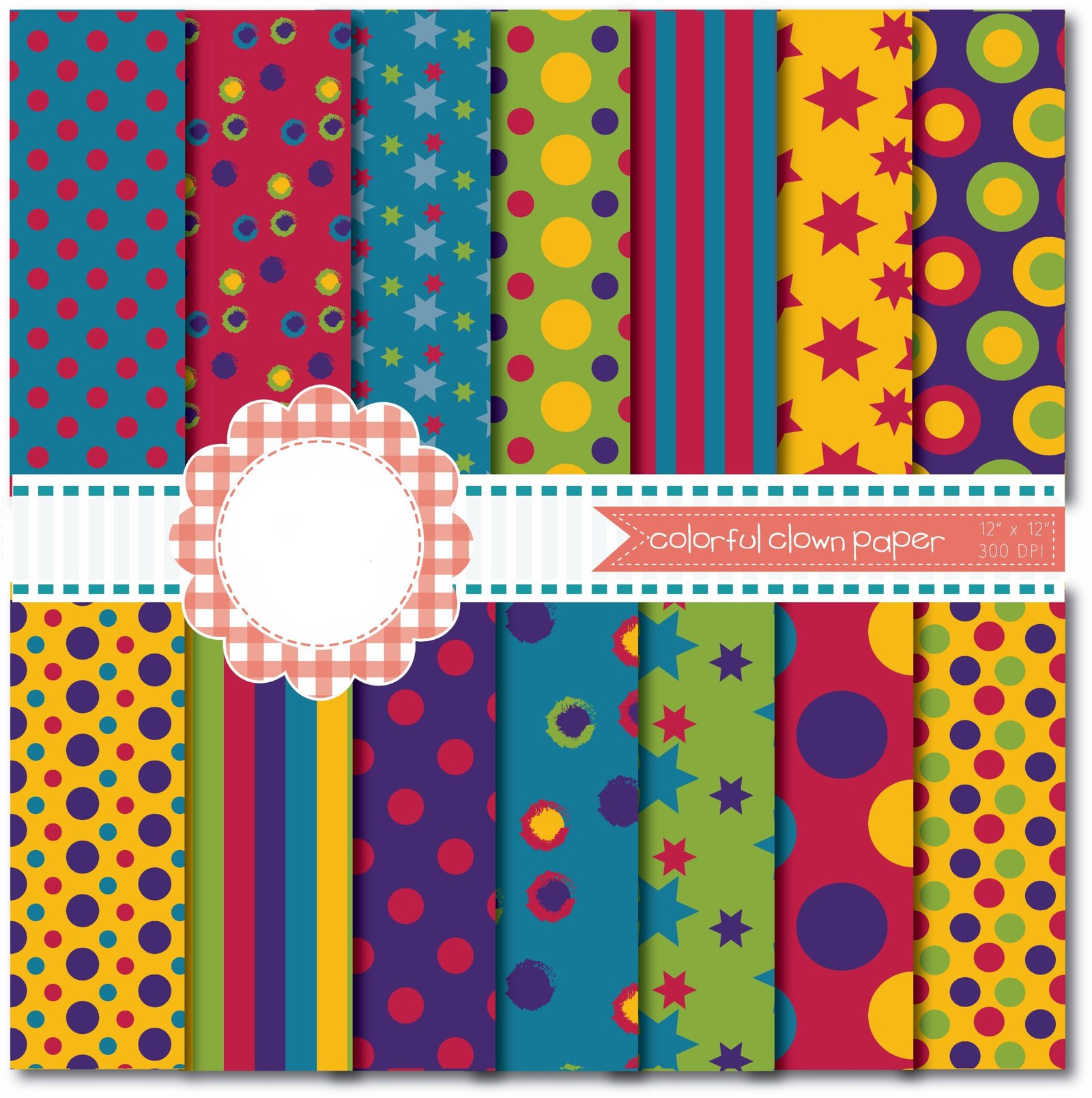 Colorful Clown Kit Digital Papeis Coloridos - Imagem 1