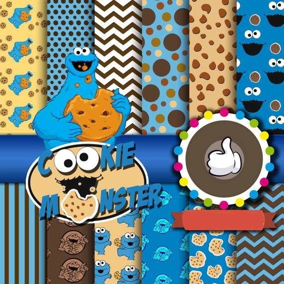 CookieMonster Kit Digital Papeis Cookie Monster - Imagem 1