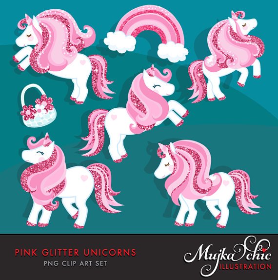 Copy of MUJKA-PINK-GLITTER-UNICORNS Kit Digital Unicornio - Imagem 1