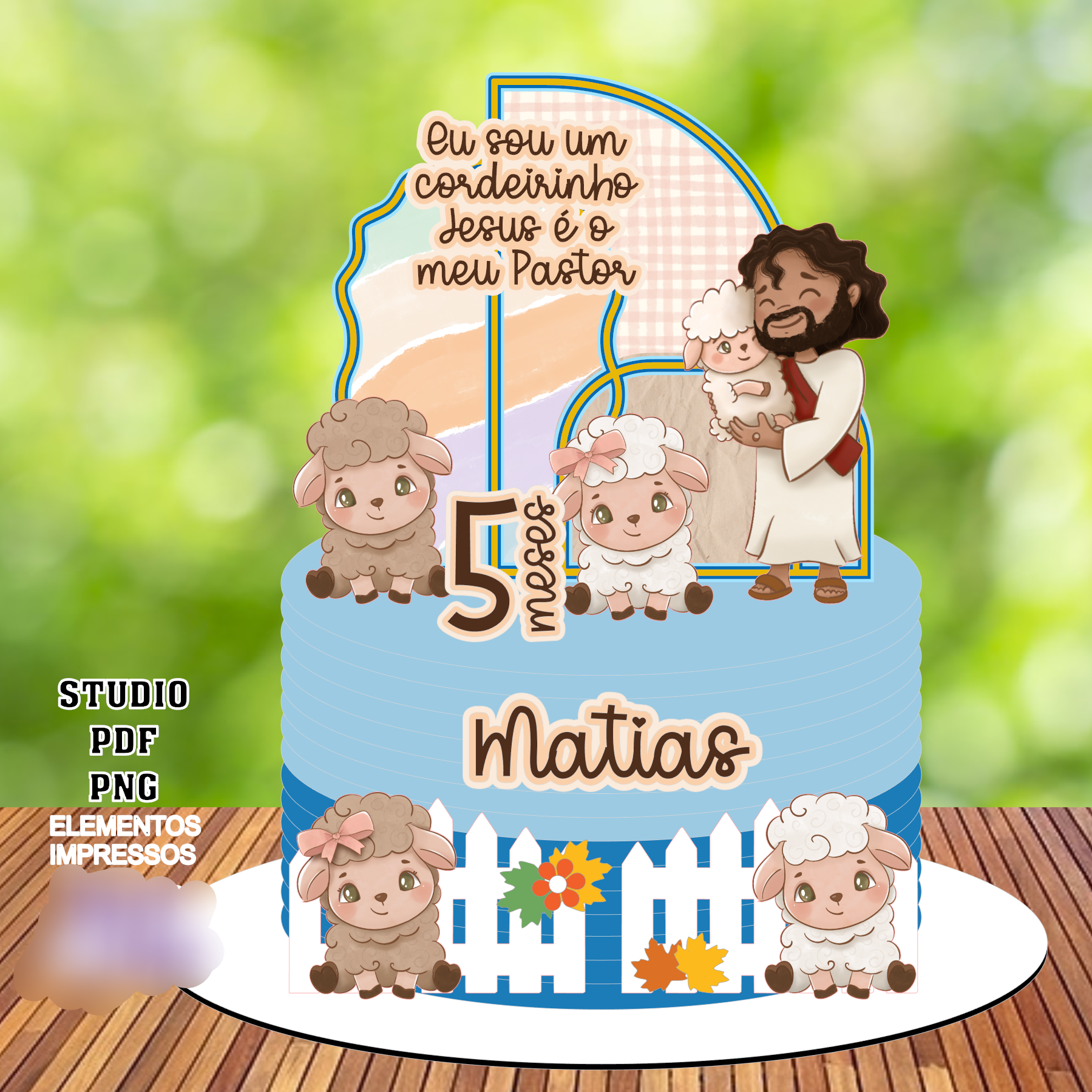 Cristão - Cordeirinho 01 Arquivo Topo de Bolo Cristão Cordeirinho - Imagem 1