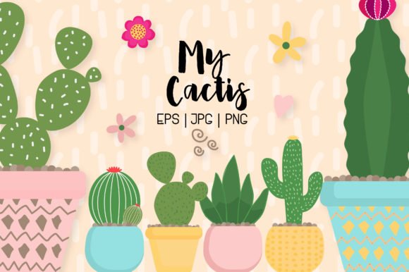 Cute Cactus Arquivo Kit Digital Cactus Cute - Imagem 1