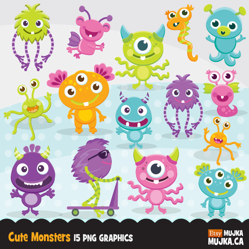 Cute Monsters MUJKA Kit Digital Monstrinhos - Imagem 1
