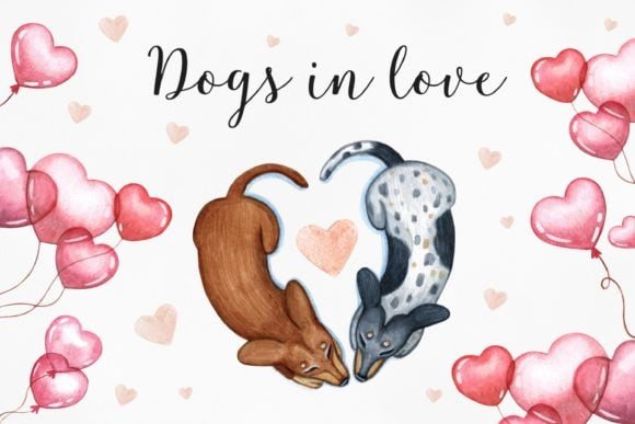 DIA DOS NAMORADOS - CACHORROS - DOGS IN LOVE Kit Digital Dia dos Namorados - Cachorros - Imagem 1