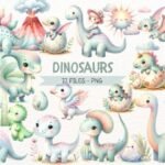 Kit Digital DINOSSAURO BABY AQUARELA 2