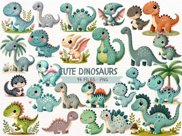 DINOSSAURO BABY AQUARELA Kit Digital DINOSSAURO BABY AQUARELA - Imagem 1