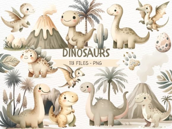 DINOSSAURO BOHO AQUARELA Kit Digital DINOSSAURO BOHO AQUARELA - Imagem 1