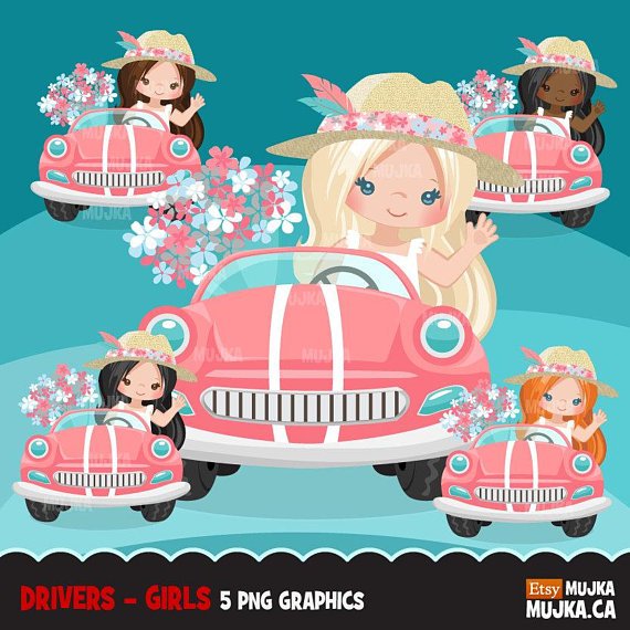Drivers Girls MUJKA Kit Digital Garota Florida no Carro - Imagem 1