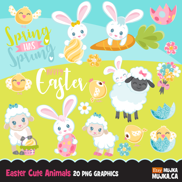 EASTER CUTE ANIMALS Kit Digital Páscoa - Imagem 1