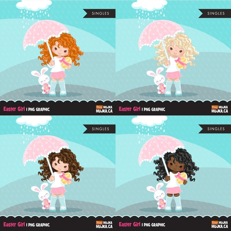EASTER GIRL Arquivo Kit Digital Meninas na Páscoa - Imagem 1