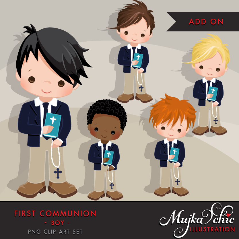 FIRST-COMMUNION-BOYS-ADD-ON Kit Digital Garoto Primeira Comunhão - Imagem 1