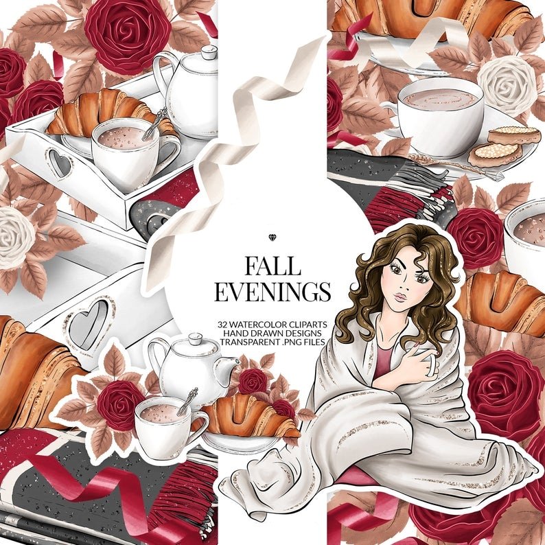 Fall Evenings-Phantasia Kit Digital Papeis Chá da Noite - Imagem 1