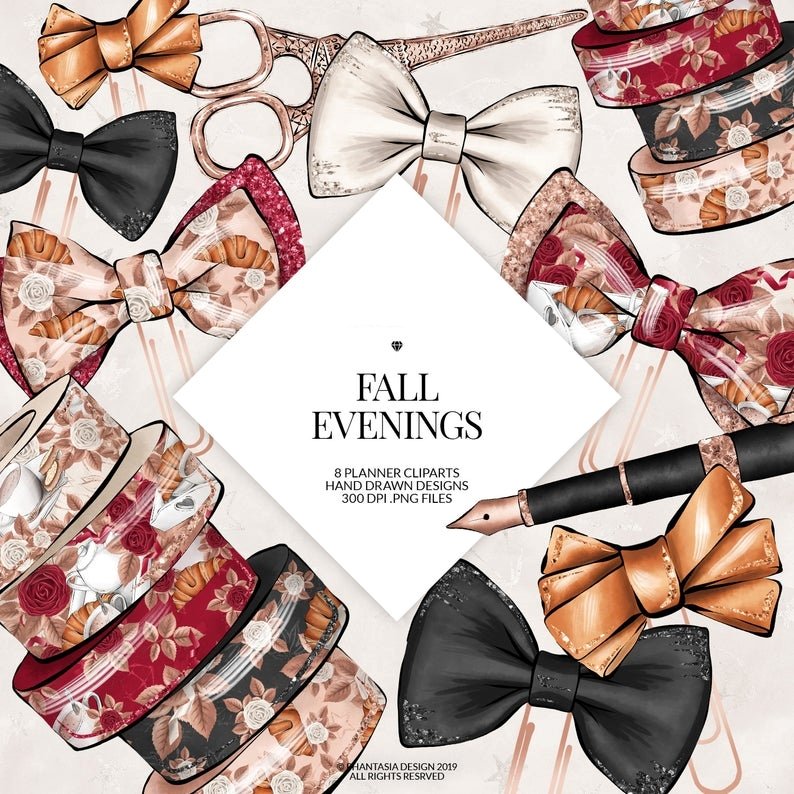 Fall Evenings Planner-Phantasia Kit Digital Laços Chamosos - Imagem 1