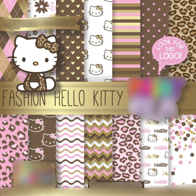 Fashion Hello Kitty Kit Digital Papeis Hello Kitty - Imagem 1